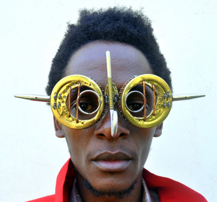 Kenyan artist creates eccentric eyeglasses from electronic waste